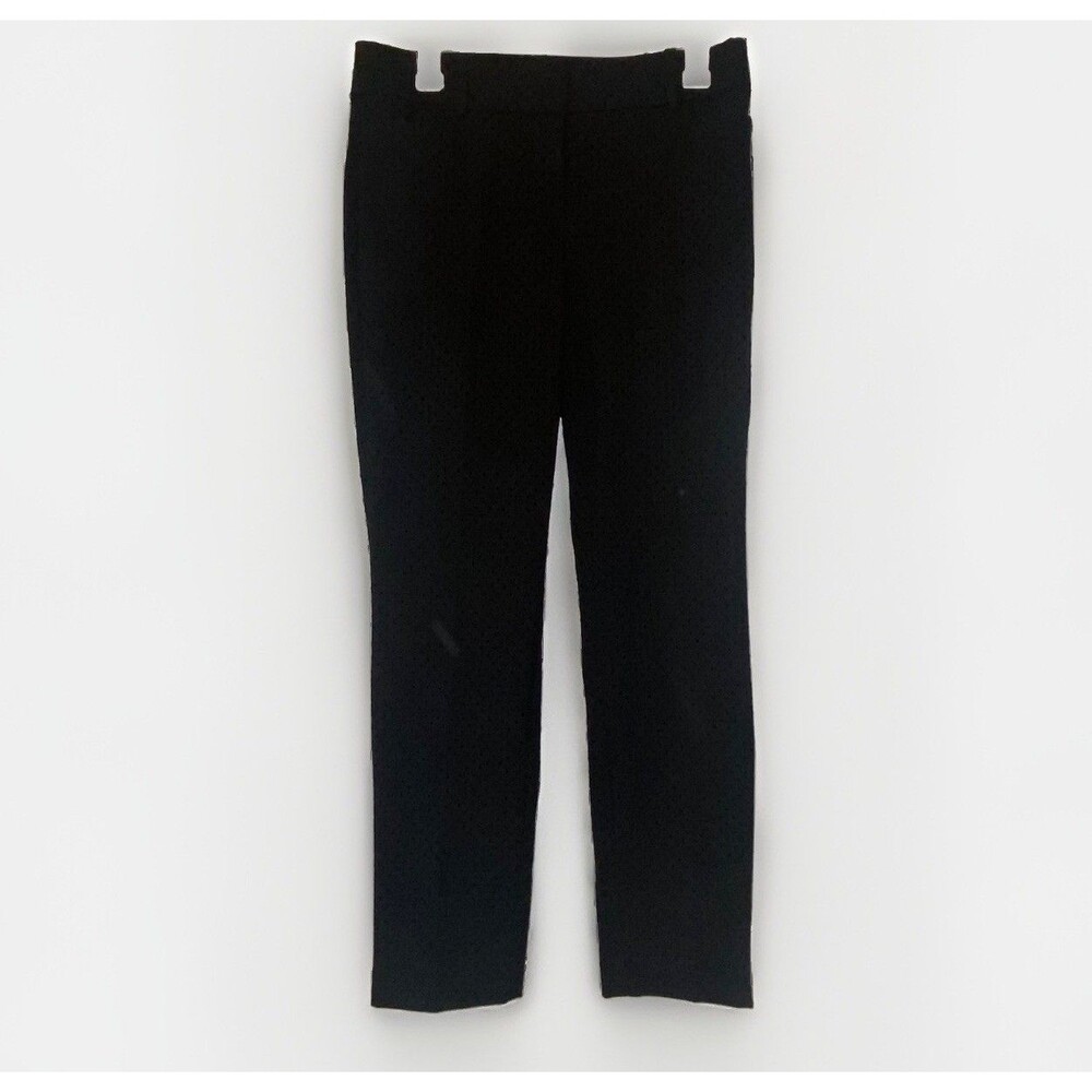 Loft Marisa Skinny Pants Curvy Ankle Black Swiss Polka Dot Work Trousers Sz 4